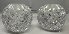 Stunning Pair Vintage Waterford Round Crystal Ball Tapered Candlestick Holders