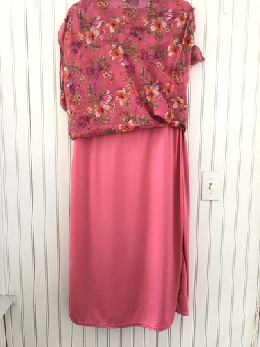 Vintage Dress 8 Pink Floral Popover Chiffon Sheer Flounce Dainty Modest Tea Y2K - Picture 6 of 13