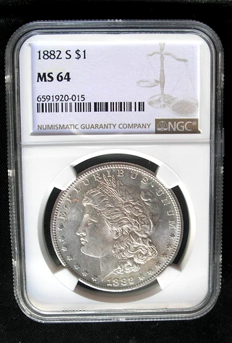 1882-S  Morgan Silver Dollar NGC Ms 64