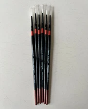 Pack of 6, #1 White Nylon Round Artist Paint Brushes, King Art Truth Series
