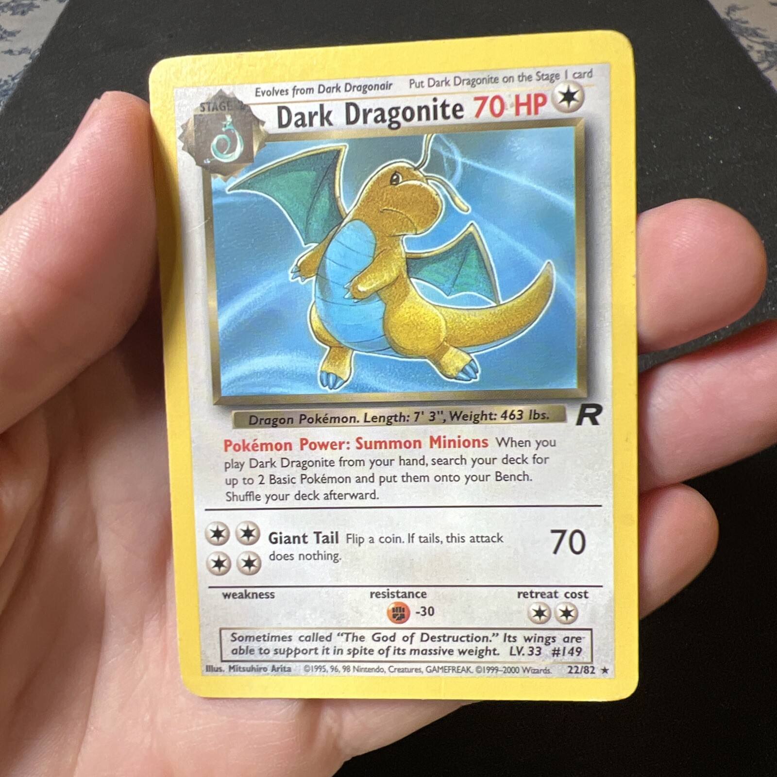 Dark Dragonite 22/82 Team Rocket Rare Pokemon Card Non-Holo MP