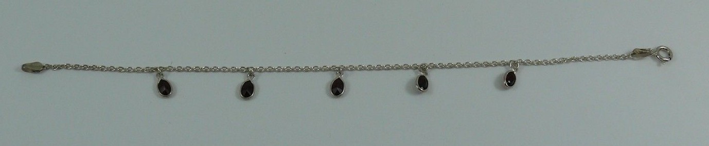 Anklet with Garnet set in Sterling Silver 8 Inches-image