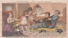 AST Co Black Tip Shoes CLANCY Newark NJ THROUG AT TOE  Vict Card c1880s