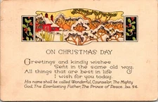Postcard On Christmas Day Rural House Holly Snow Pmrk 1926 Wheat Ridge Colo
