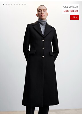 Mango Metallic buttoned coat. Retail $250, New With Tag, Size Xxs.