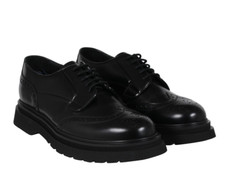 Prada Mens Oxford Wingtip Platform Chunky Derby US9.5 UK8.5 Black Leather Brogue