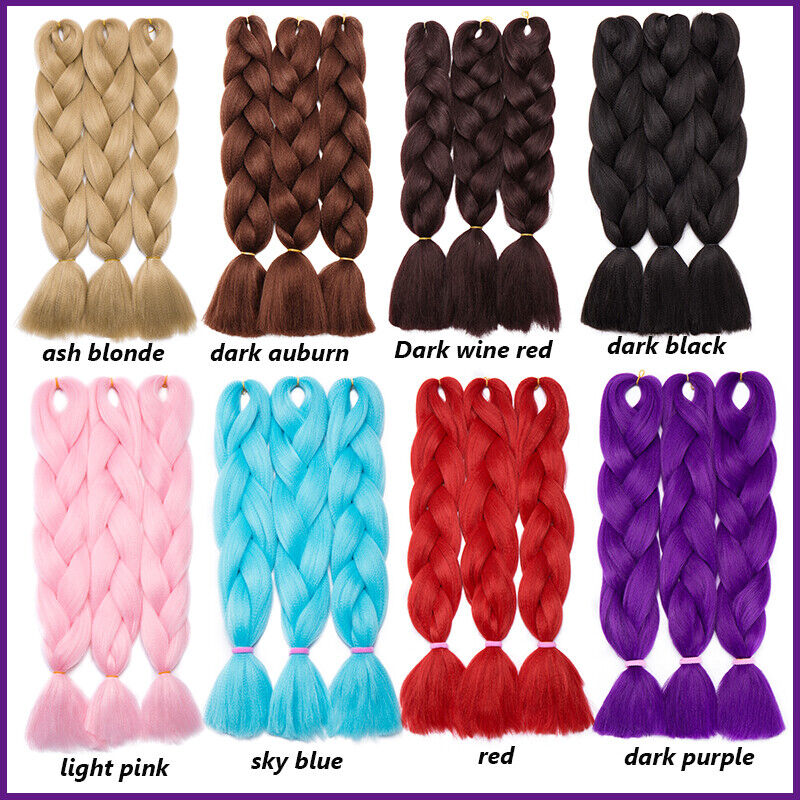 24" Colored Jumbo Braiding Hair Extensions Kanekalon Synthetic Crochet Braids US - Picture 6 of 67
