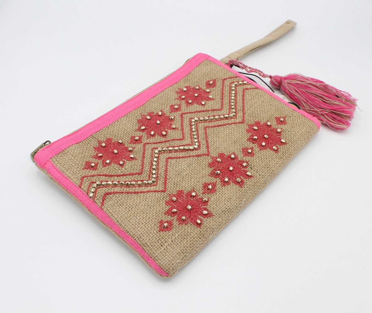 Koala Bay Nadia Shoulder Bag A Mano With Zipper IN Jute - Main Image