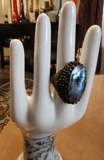 Vintage Abalone Shell Extra Large Ring Size 7.75 BEAUTIFUL LARGE Estate