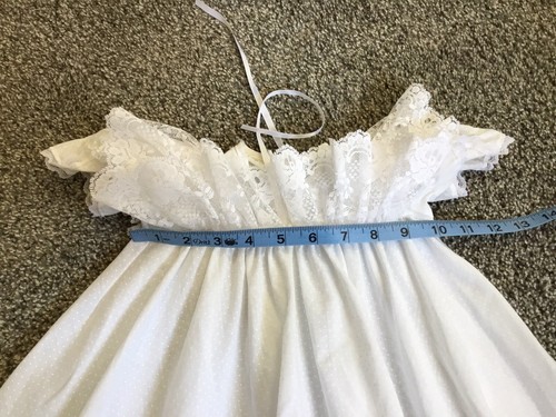 VTG Baby Girl Mini World Dress 3 Months White Ruffles Lace Swiss Dot - Picture 3 of 5
