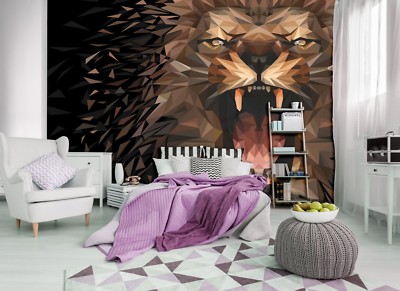 312x219cm Wall mural photo wallpaper Roaring abstract Lion bedroom adhesive