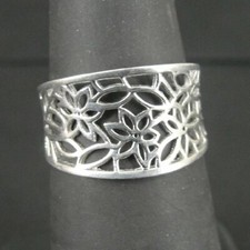 Ring Silver Flowers Filigree Graduated Size Band Sterling 925 Size 5 Ring Band