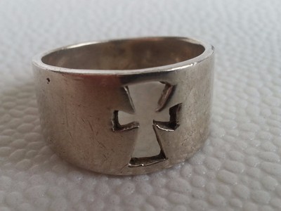Size 9.25~ Vintage Sterling Silver Cross Ring #19