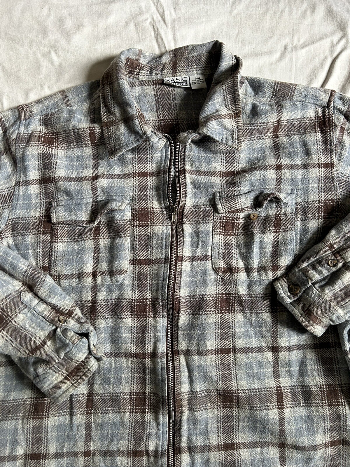 Basic Edition Plaid Zip Up Shacket Jacket Size S/M - image 1