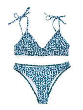 Bahia Bikini Large Brazilian Blue Green Bathing Suit Two piece L Swimsuit