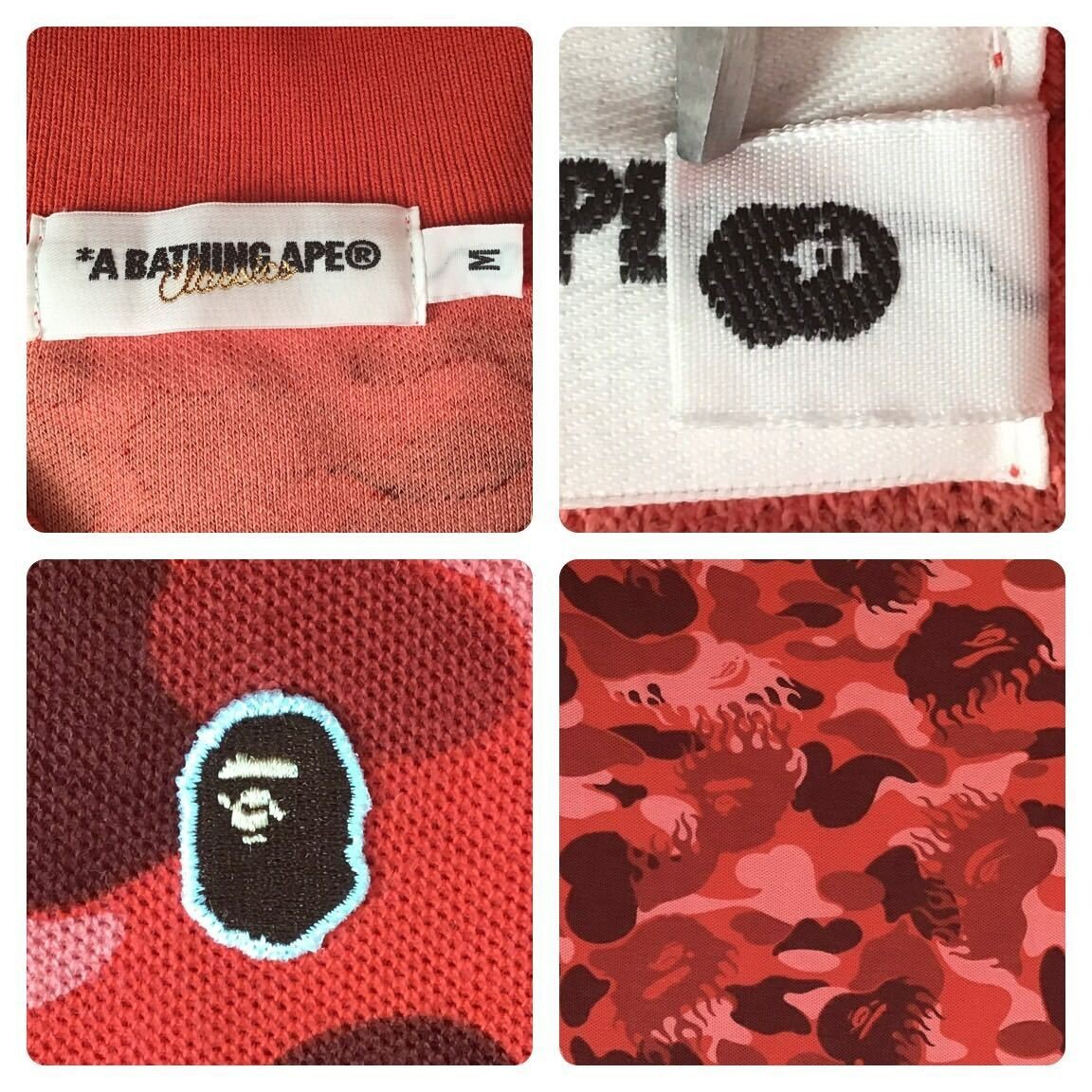 A Bathing Ape 赤カモフラ ポロシャツ S 迷彩 ファイヤーカモ BAPE Fire camo polo shirt a bathing ape flame Red camo NIGO Size M