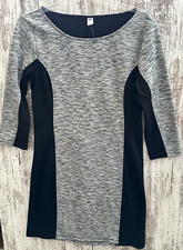 OLD NAVY Women's Size L Black/Gray Pullover Stretch Knit Sheath Dress NWT