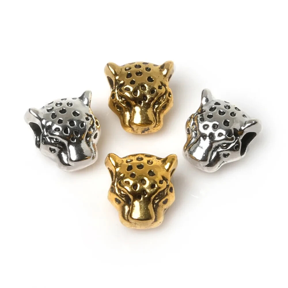 leopard Cat Charm bead Jewellery cheetah Silver snake chain bracelet