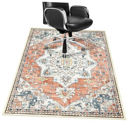 36x48 Anti-Slip Office Chair Mat for Hardwood & Tile Floors in Beige/Orange-image