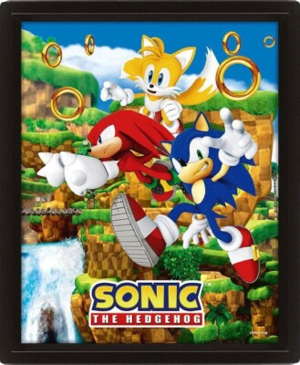 Sonic The Hedgehog With Tails And Knuckles 3D Poster Print Pyramide 26x20 cm