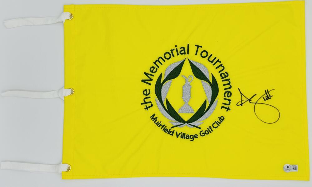 ADAM SCOTT Autographed Signed THE MEMORIAL TOURNAMENT GOLF PIN FLAG MASTERS BAS K1 