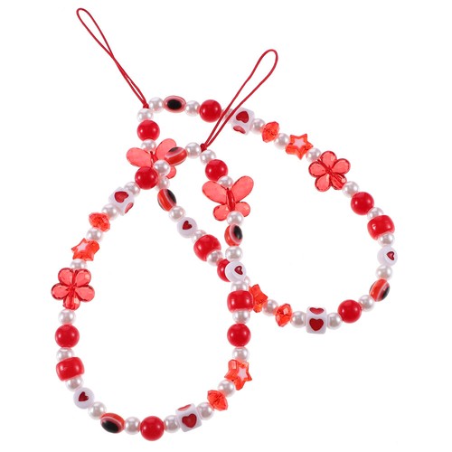 2 Pcs Lanyard Colorful Beaded Phone Mobile Chain Strap - 第 3/12 張圖片