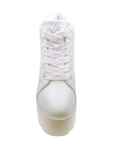 YRU Lala White Hi Top Gothic Punk Raver Festival Kawaii Platforms Sneakers - Picture 4 of 5