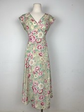 Vintage Leigh Schubert Floral Wrap Maxi Dress V Neck Sheer Romantic Garden Party