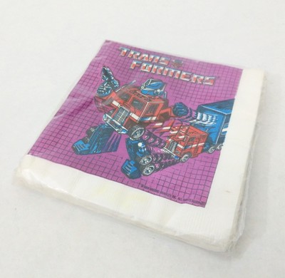Vintage 1984 Transformers Optimus Prime Napkins. New In Sealed Package. 