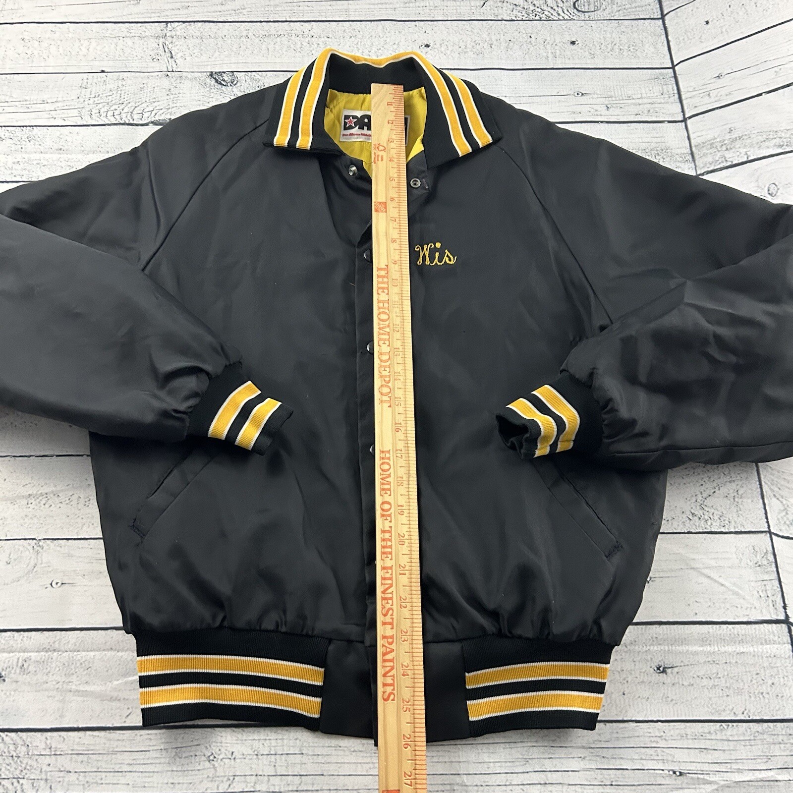 Vintage Don Alleson Holy Cross Snap Button Jacket Men's Medium Black Yellow