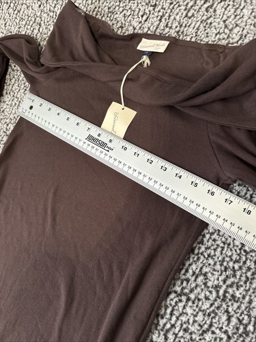 Neu Universal Thread Gr. XL braun schulterfrei Maxi Langarm Kleid gerippt - Bild 6 von 8