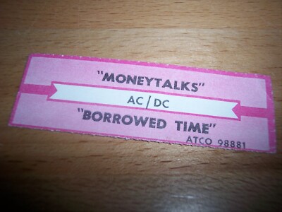 1 AC/DC Money Talks / Borrowed Time Jukebox Title Strip | eBay