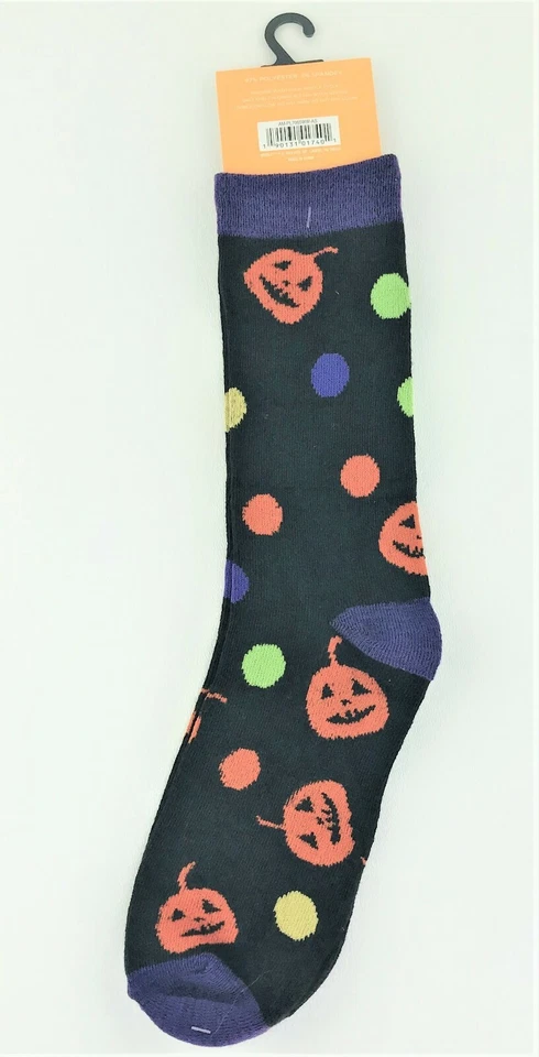 Mujer Lunares Calabaza (1) Par Divertidos Halloween Novedad Calcetines Crew Foto 3 de 4