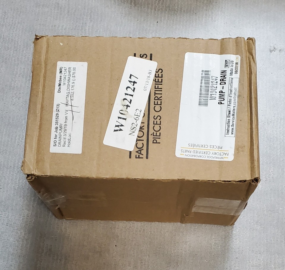 W10421247 OEM NEW GENUINE WHIRLPOOL Dishwasher Drain Pump eBay