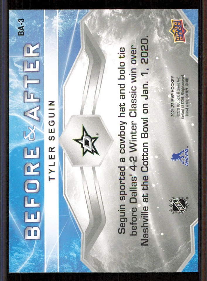 2021-22 Upper Deck MVP Before and After #BA3 Tyler Seguin - Image 2 of 2
