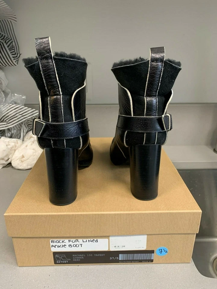 胶带靴 尺寸:7.5 US / 37.5 皮革带皮草 — 第 3/4 张图片