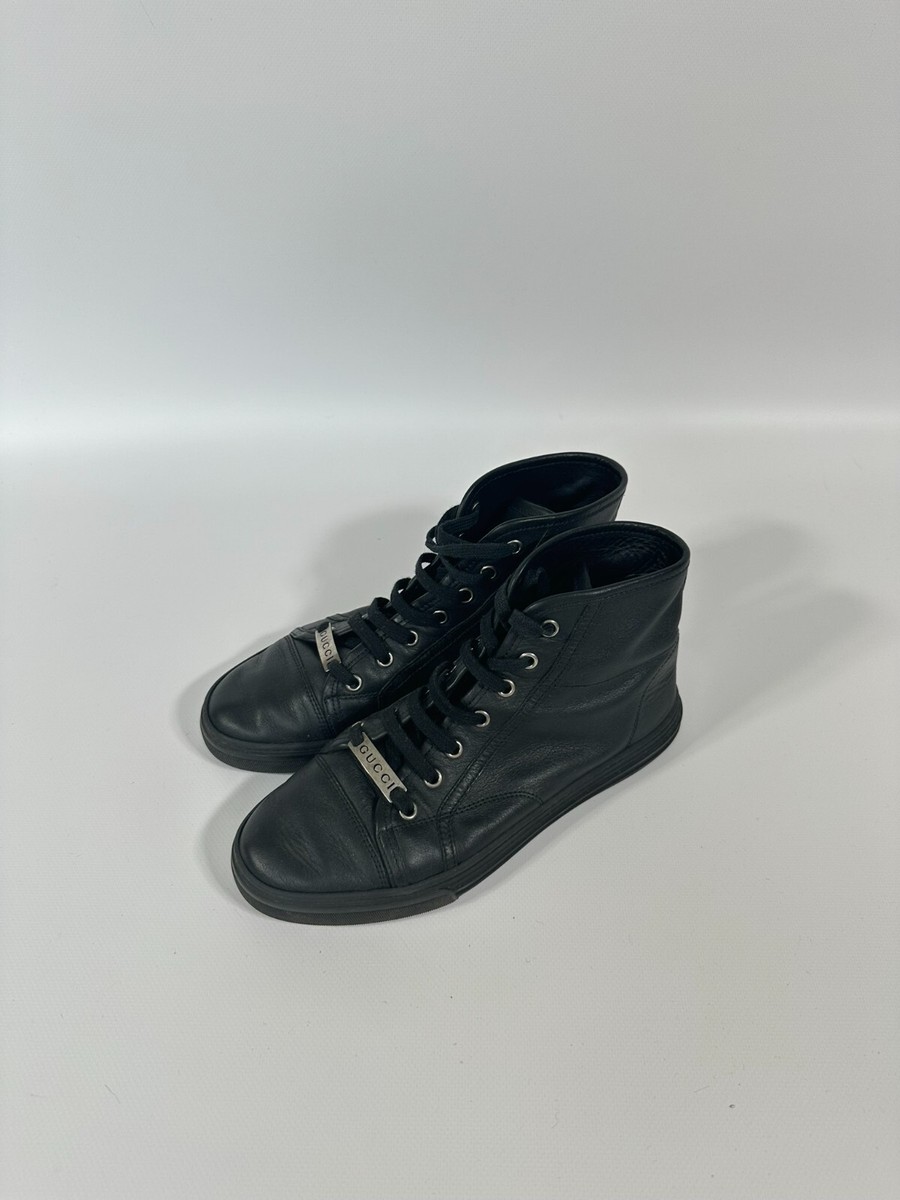 Black Authentic Gucci sneakers New Authentic Gucci Web Black Leather Lace Up Sneakers Suede  main image 4