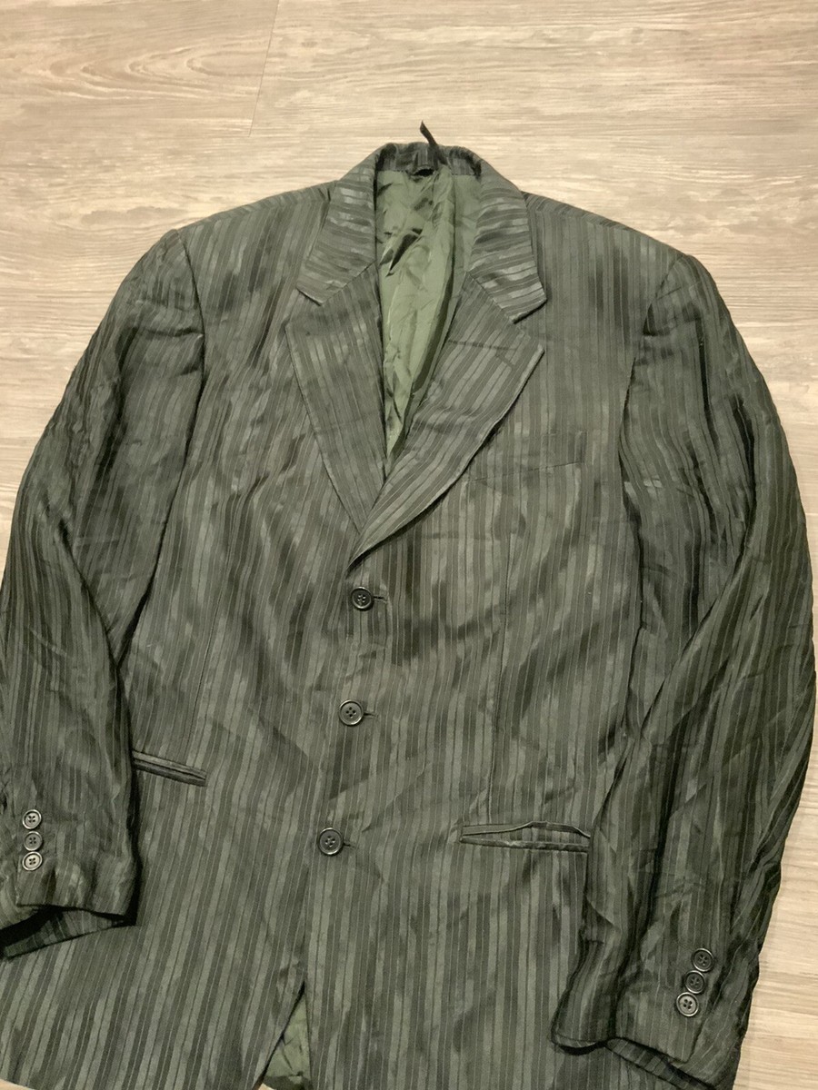 80s ヴィンテージ studio 0001 FERRE タキシードジャケット Vintage Studio 0001 Ferre Silky Blend Material Striped