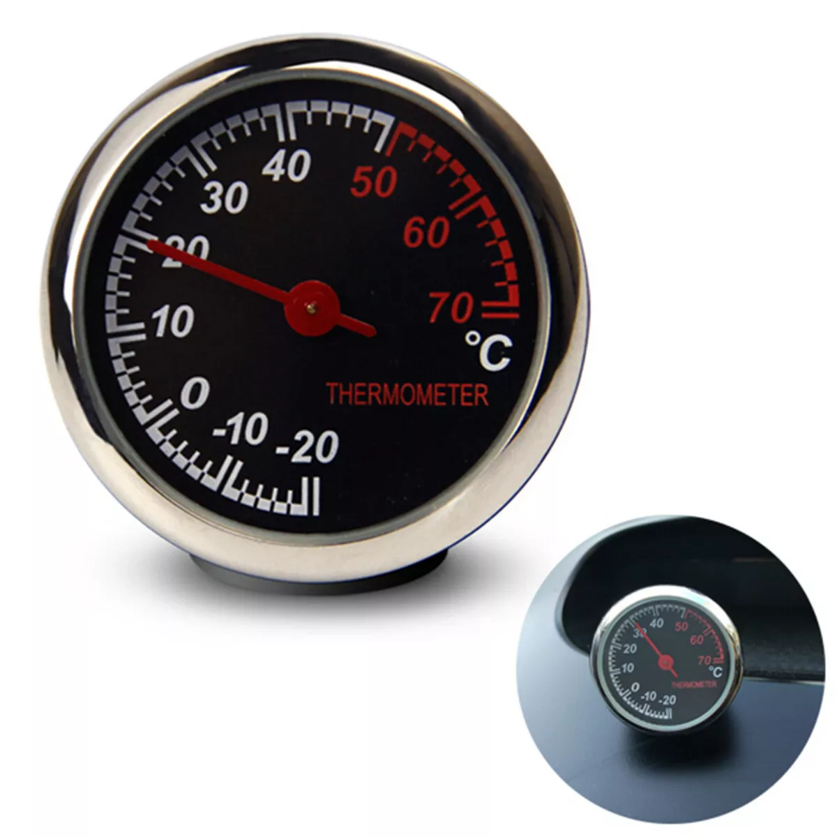 Car Mini Interior Thermometer Mechanical Analog Gauge Meter Universal Ornament