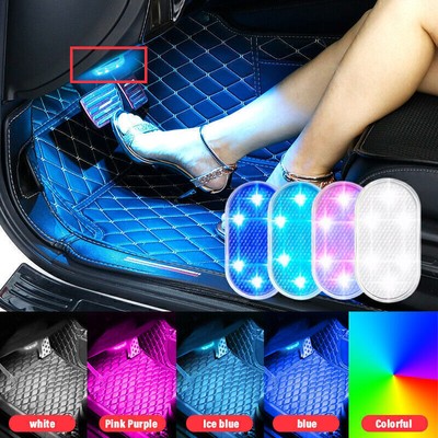 2X Car Wireless Light Touch Sensor Ambiente Bunte LED Lichter USB Aufladung DE