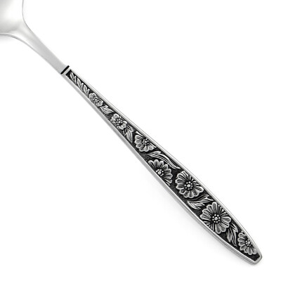 Unknown Mfg SPRING BOUQUET Stainless Korea Black Acnt Silverware CHOICE Flatware