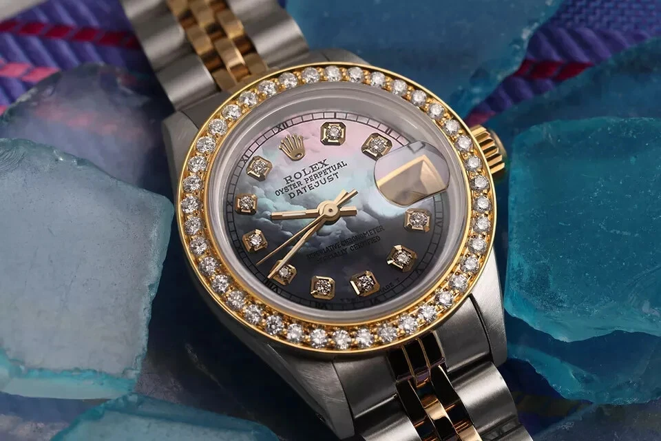Rolex — Rolex Datejust 26 mm Tahitian Mother of Pearl Diamond Dial Two Tone Ladies Watch