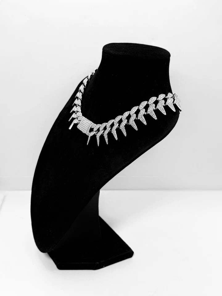 Cadena de eslabones cubanos helados de 23 mm con collar de piedras de circonita cúbica premium - Hip Hop Bling Foto 4 de 4