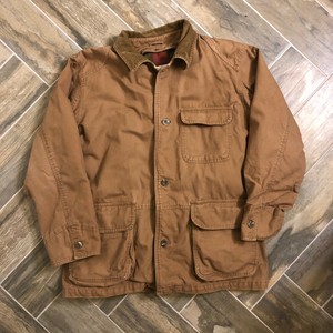 Eddie Bauer Heavyweight Goose Down Canvas Barn Coat W Flannel