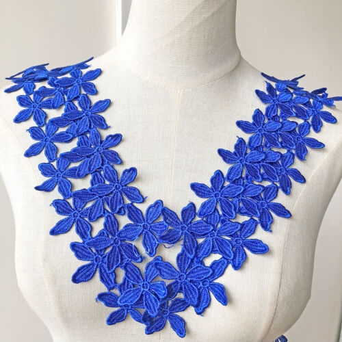 Royal Azul Encaje Floral Cinta Delicado Encaje Recortes para Trajes, Ropa - Imagen 3 de 3