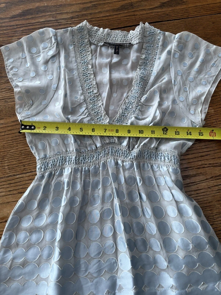 Blusa para mujer BCBG Maxazaria Lt azul seda y rayón talla XS Foto 3 de 4