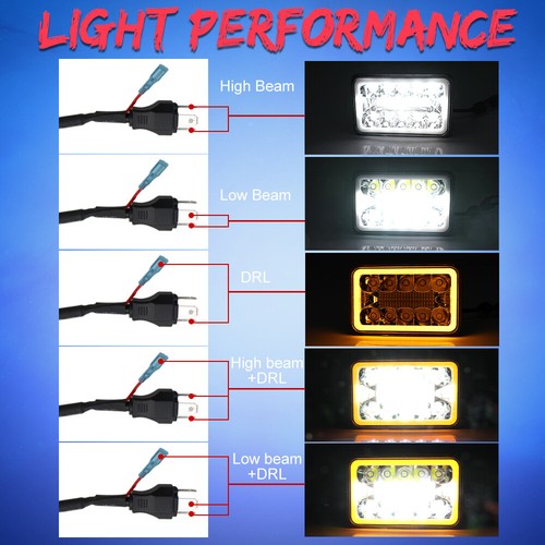 4Pcs 4x6 INCH LED Headlight DRL Projector For Kenworth T800 Freightliner FLD120 - Picture 2 of 11