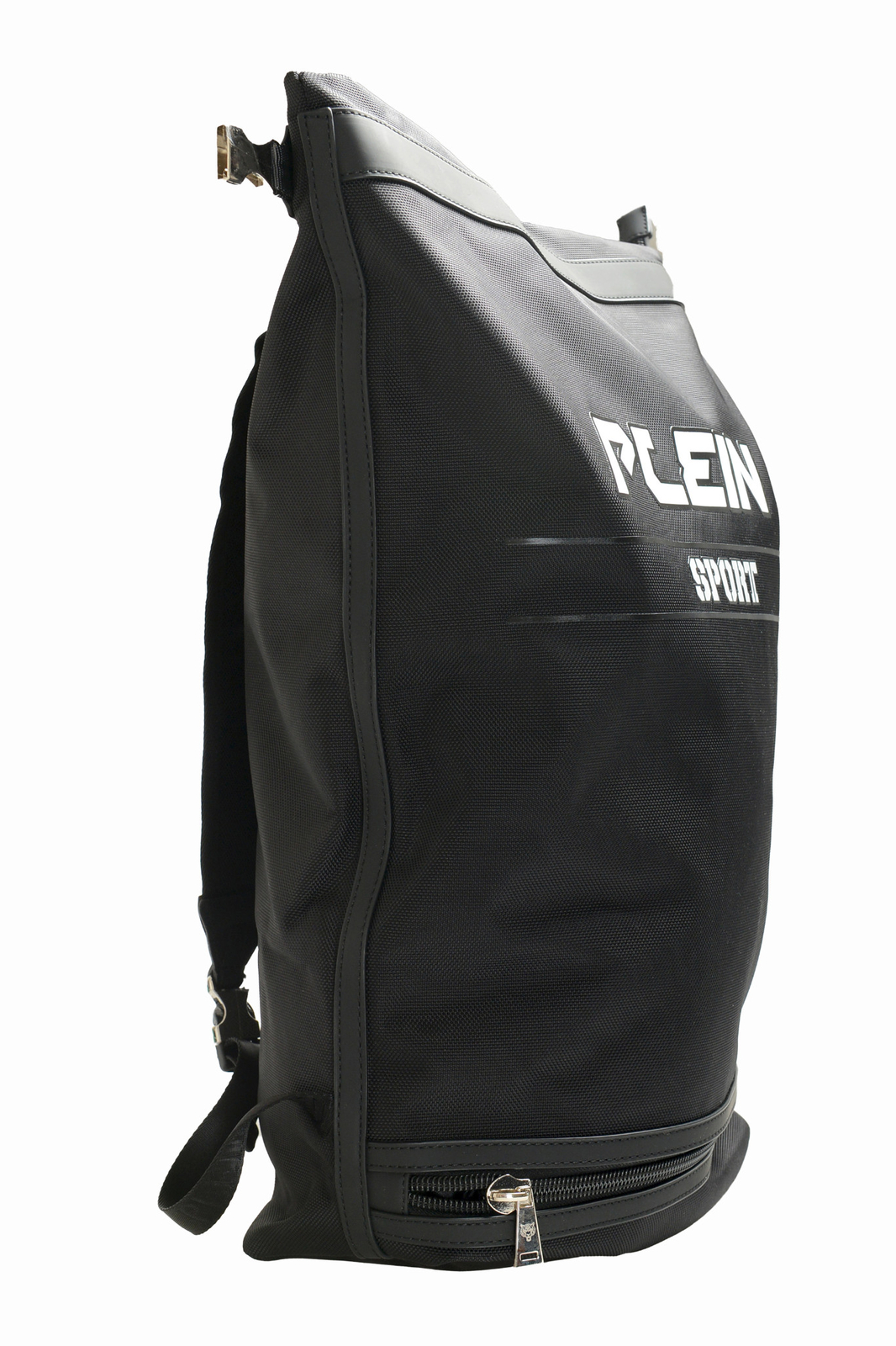 Plein Sport Unisex Black Logo Print Large Backpack Bag