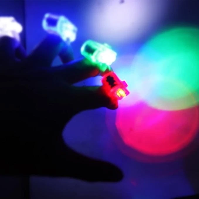 100 Piezas Luces LED para Dedos, Anillo Brillante para Dedos 4 Colores Lámpara de Dedo Super Brillante Foto 4 de 4