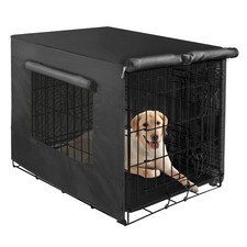 Dog Crate Cover with Mesh Window, Double Door Waterproof Pet Kennel Cover, Du...